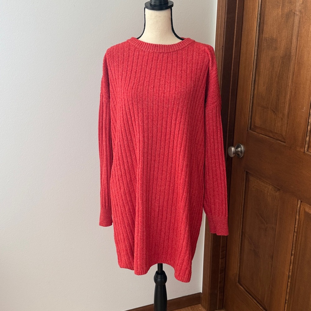 Melrose And Market Women Medium Knit Sweater Dress Cotton Blend orange